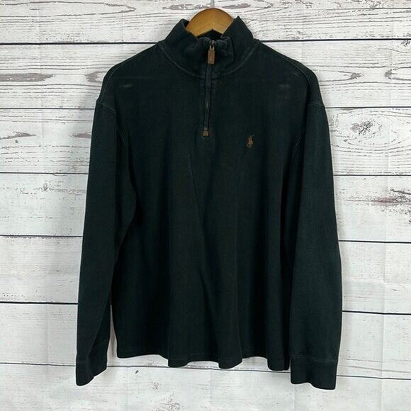 Ralph Lauren Other - Polo Ralph Lauren Sweater Mens Large Black Knit 1/4 Zip Pop Over Knit FLAW